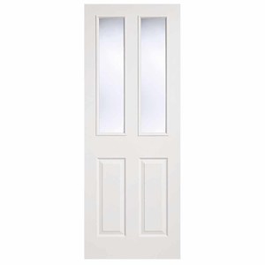 2 Panel 2 Light White Moulded Textured with Clear Glass