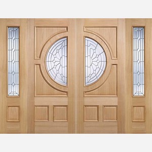 Empress Oak External Door Zinc Clear Double Glazed