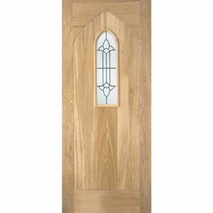 Westminster Oak External Door Leaded Double Glazed