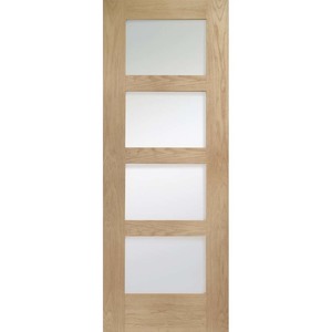 Shaker 4 Panel Prefinished Oak with Clear Glass