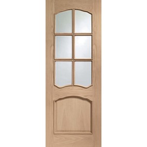 Riviera Unfinished Oak with Raised Mouldings & Clear Bevelled Glass