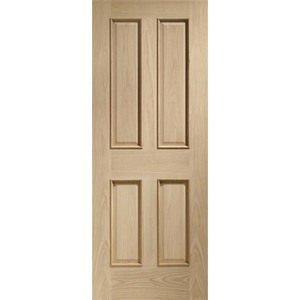 Victorian 4 Panel Unfinished Oak Fire Door with Raised Mouldings (FD30)