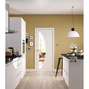 Salerno White Primed Fire Door with Clear Glass (FD30)