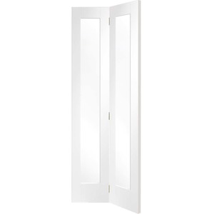 Pattern 10 Bi-Fold White Primed with Clear Glass