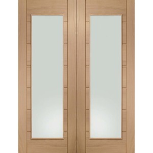 Palermo 1 Light Unfinished Oak Rebated Pair with Clear Glass