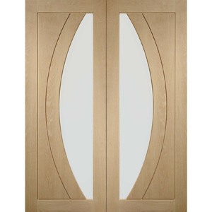 Salerno Unfinished Oak Rebated Pair with Clear Glass