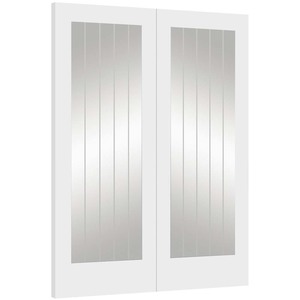 Suffolk 1 Light White Primed Rebated Pair with Clear Etched Glass