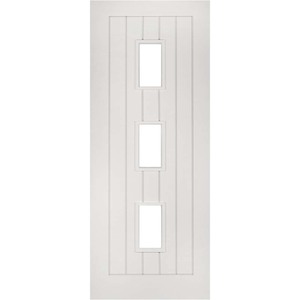Ely White Primed Fire Door with Clear Glass (FD30)