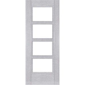 Montreal Prefinished Light Grey Ash Fire Door with Clear Glass (FD30)