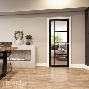 Brixton Prefinished Black Urban Door with Clear Glass