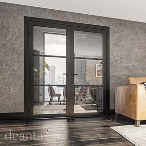 Camden Prefinished Black Urban Door with Clear Glass