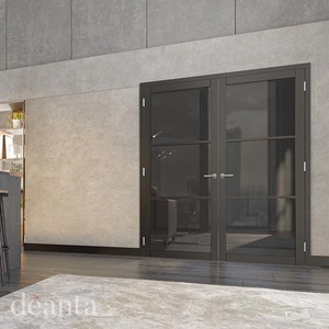 Camden Prefinished Black Urban Door with Tinted Glass