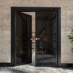 Dalston Prefinished Black Urban Door with Tinted Glass