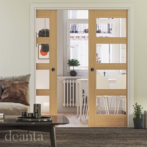Coventry Prefinished Oak Fire Door with Clear Glass (FD30)