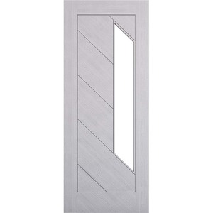 Torino Prefinished Light Grey Ash Fire Door with Clear Glass (FD30)
