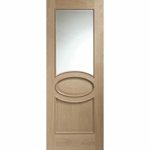 Calabria Unfinished Oak with Raised Mouldings and Clear Glass